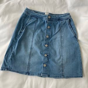 A New Day Button Front Jean Skirt